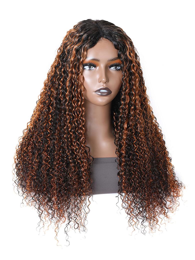 Tiktok Super Sale Balayage Highlight V Part Curly Wig Beginner Friendly No Leave Out