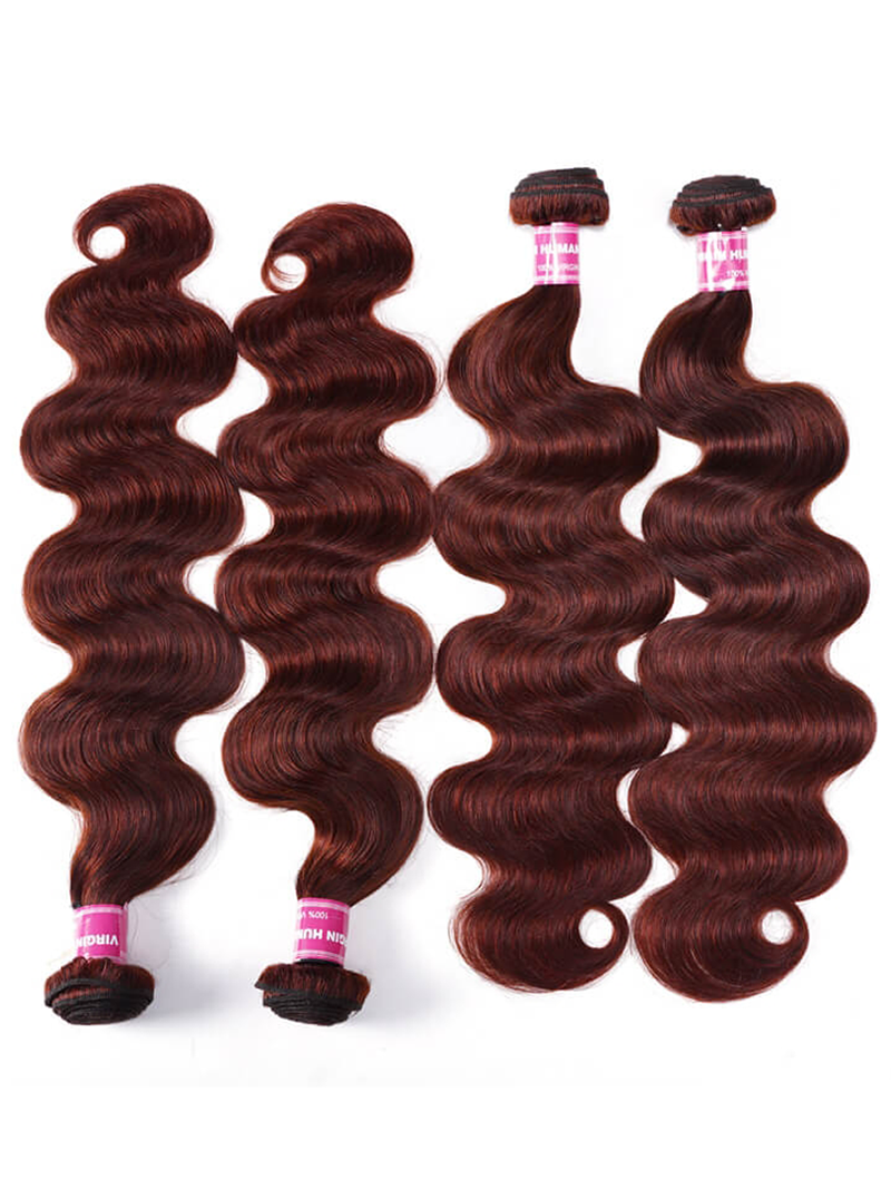 Vibrant Reddish Brown Body Wave 4Pcs 100% Remy Human Hair Bundles Deal