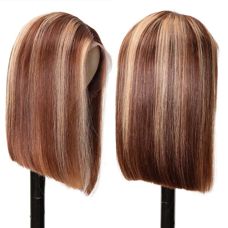 13x4 Lace Front Ombre Color Highlight Straight Bob Wigs