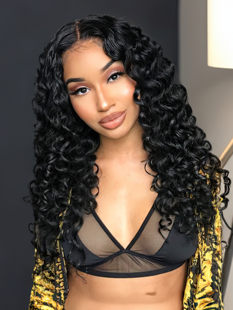 Hair Bouncy Deep Wave 13x4 Lace Frontal 150% Density Human Hair Wig