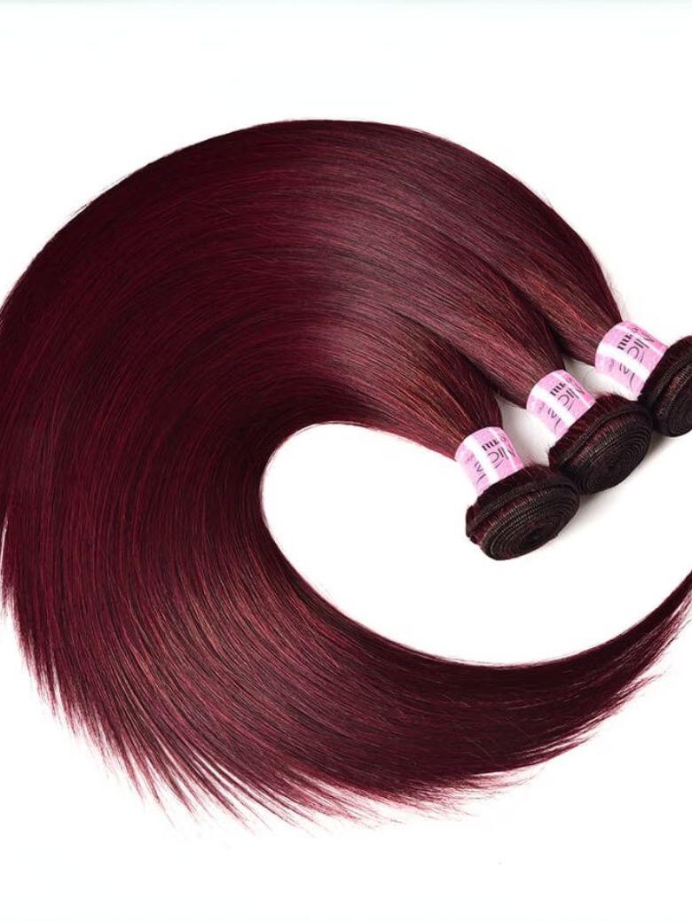 99j Straight Human Hair 3 Bundles 100g/Bundles Human Virgin Hair Red Wine Burgundy Color Hair Weave Icenu Series