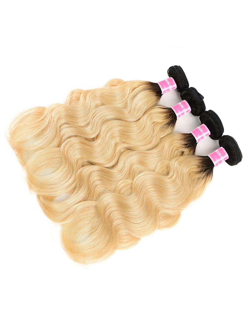 4 Bundles T1b/613 Ombre Blonde Hair 100% Virgin Human Hair Body Wave Hair Weave