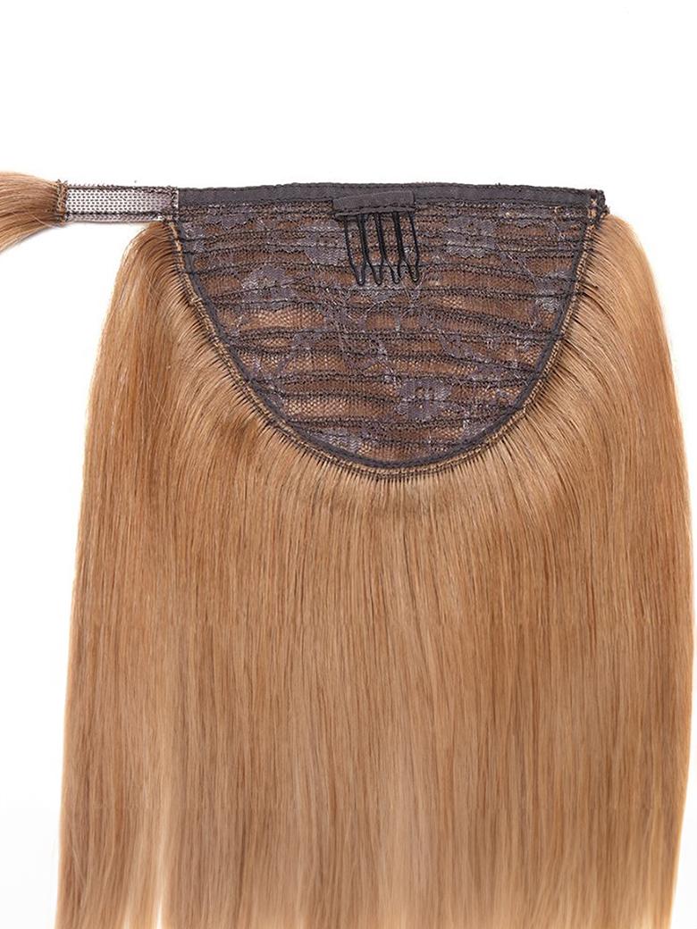 Clip In Extension Ponytail Ash Brown Straight Human Hair