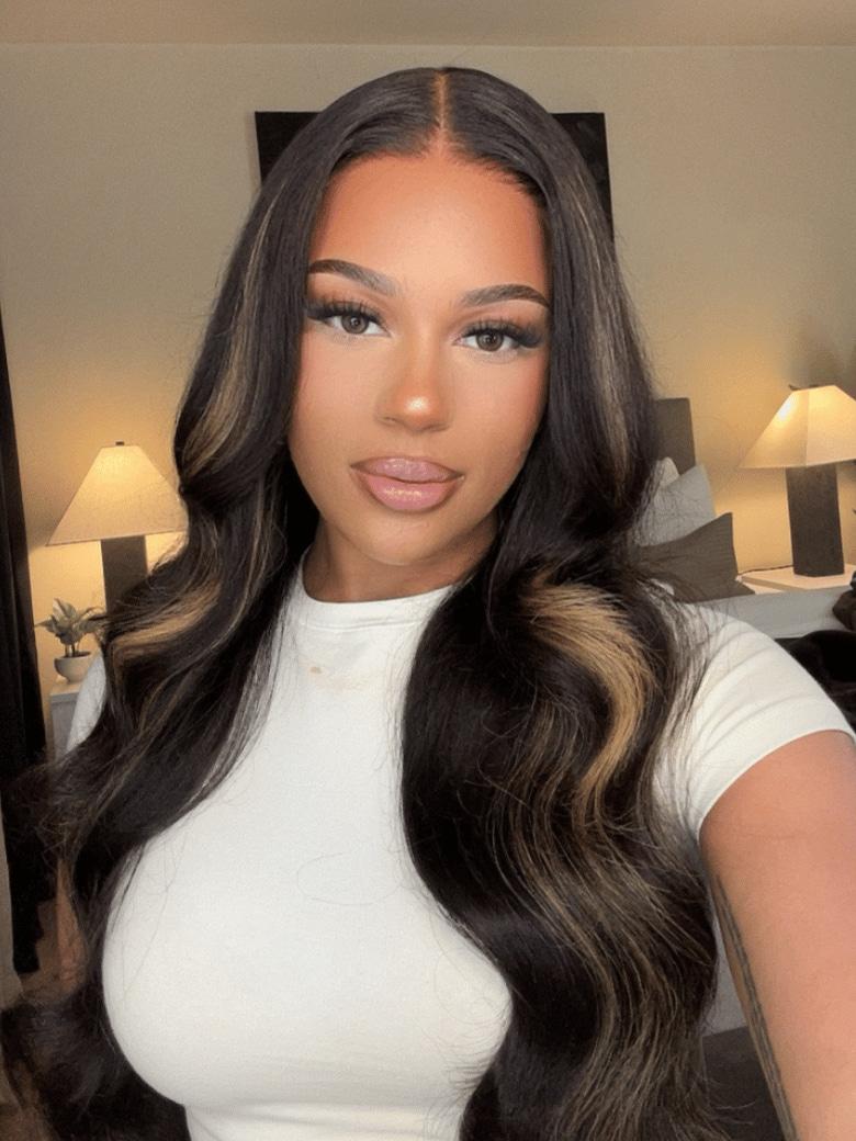 13x4 Ear To Ear Lace Front Body Wave Wig With Blonde Highlights Pre-Everything Wig 150% Density