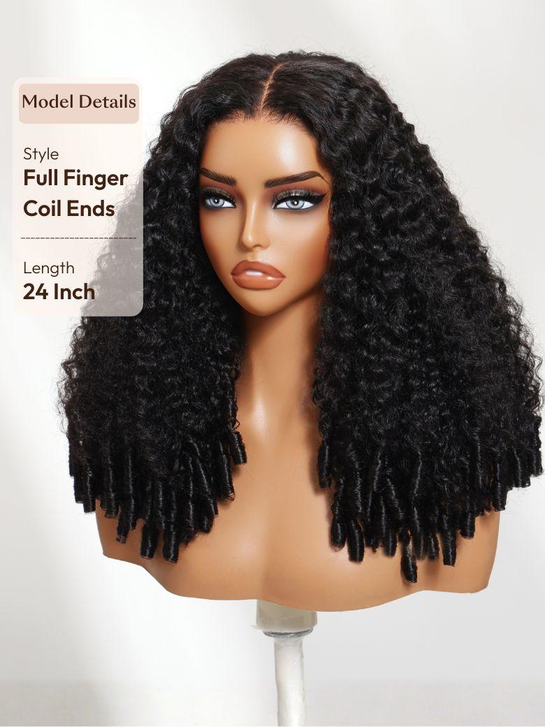 Bye-Bye Slip 7x5 Lace & 13x4 Pre-Everything Curly Texture Premium Hair Drawstring Wig With Finger Coil Ends