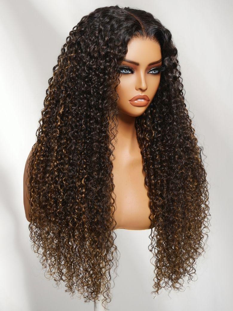 7x5 Bye-Bye Knots? & 13x4 Pre-Everything? Lace Frontal Purple Black Cherry Layered Straight & Loose Wave With Invisi Drawstring Wig