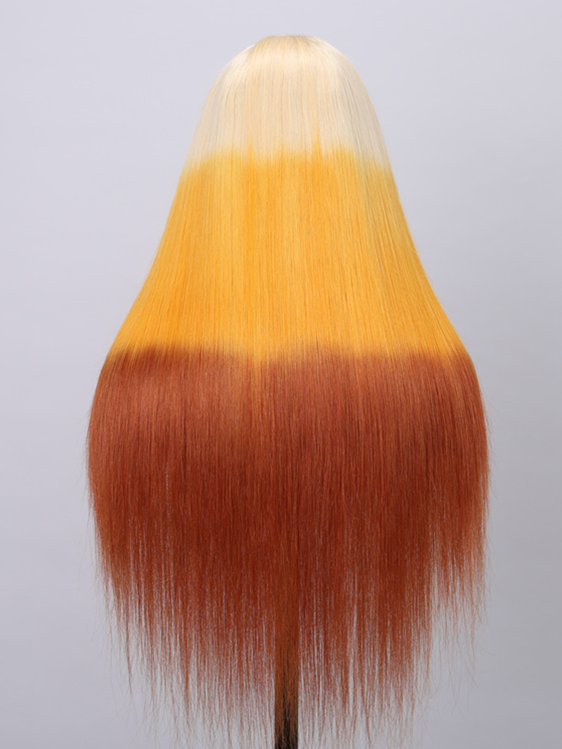 13x4 Lace Front Blonde To Ginger Brown Reverse Ombre Straight Wig