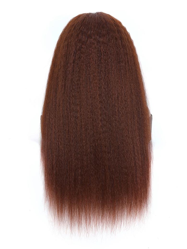 13x4 Lace Front Wig Kinky Straight 4C Hair Reddish Brown Human Hair Wig