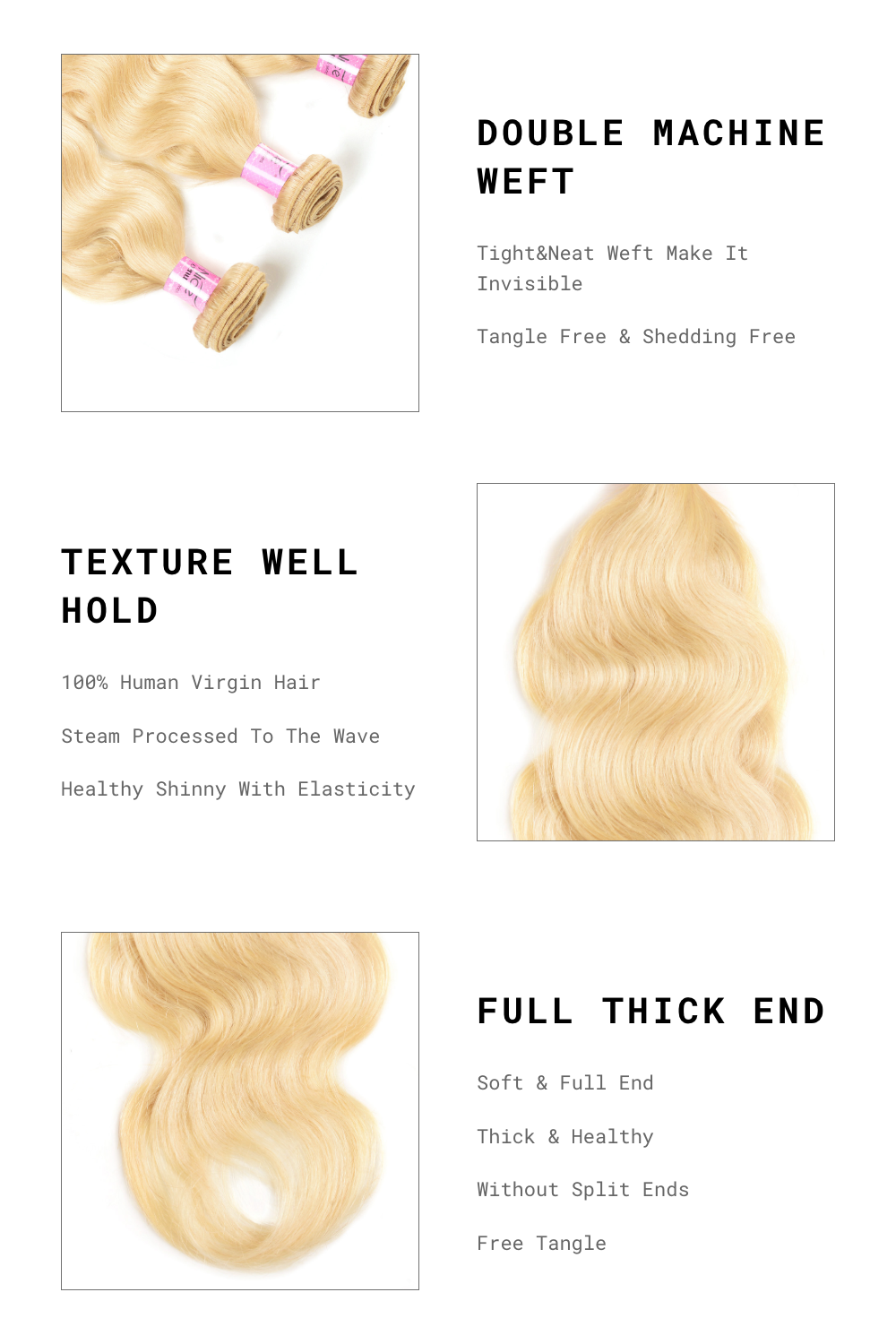 Hair 613 Blonde Human Hair Body Wave Blonde Hair 4x4 Lace Closure