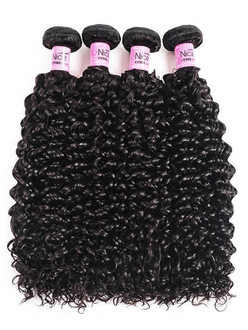 Hair 4pcs Human Jerry Curly Hair With Lace Frontal