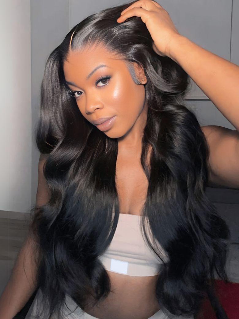 13x4 HD Real Scalp? Wig Pull And Go Drawstring Loose Wave with Face Framing Curtain Bangs