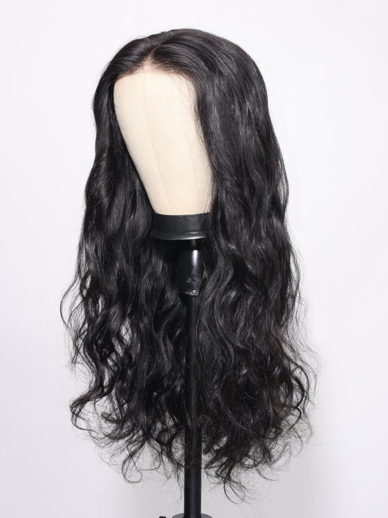 1 Minute Install 6x4.5 Glueless Pre Cut Lace Body Wave Air Wig 150% Density Black Quick & Easy with Natural Hair Line