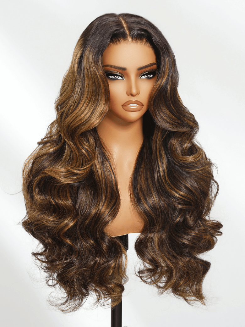 7x5 Bye Bye Knots? Glueless Lace Balayage Highlight Body Wave Wig No Burden