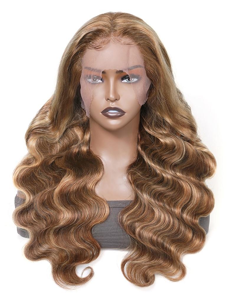Honey Blonde Body Wave Highlights 13x5 T Part Color Wigs Supernatural and Realistic