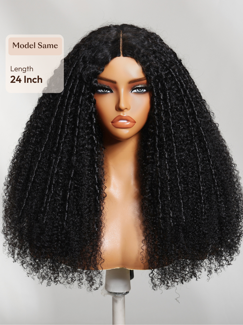 InvisiBlend? V Part Handcrafted Lace Real No Leave Out Natural Black Tight Spiral Coils kinky curly Wig Beginner Friendly Wig
