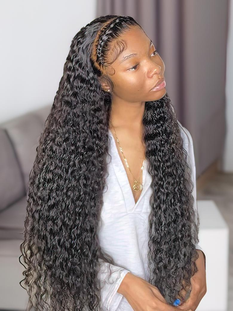 Hair Latest Fabulous Charming Middle Part Water Wave Lace Front Wigs 100% Human Hair