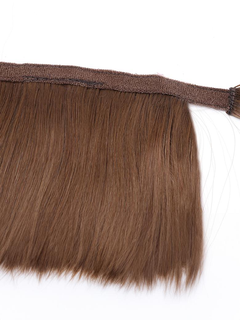 Clip In Ponytail Extension Chocolate Brown Straight Human Hair