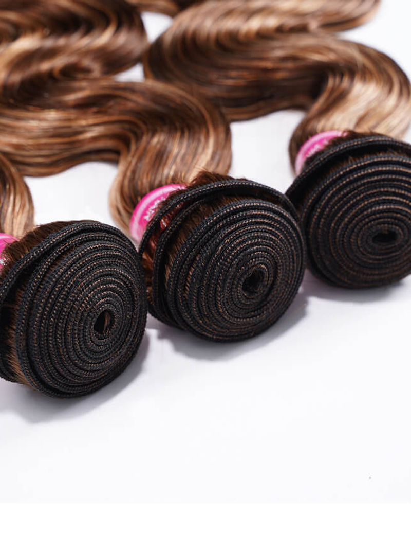 Mix Color Body Wave Hair Weaving 3 Bundles Honey Blonde Color