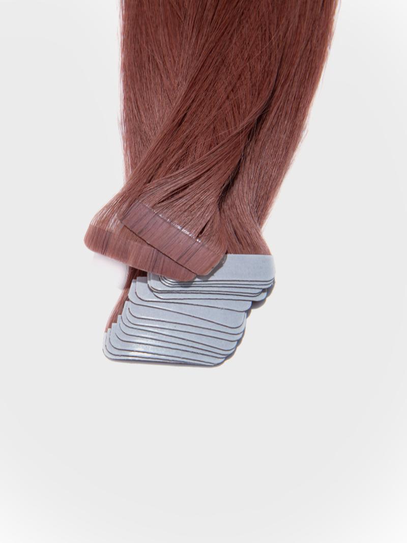 Vibrant Red Human Hair Tape In Extension
