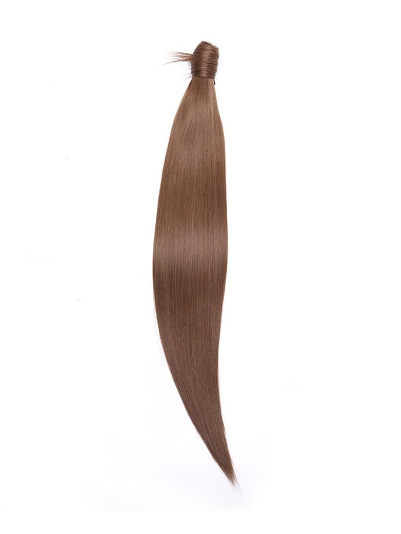 Clip In Ponytail Extension Chocolate Brown Straight Human Hair