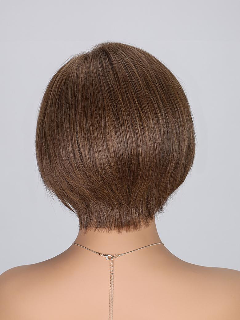 Graceful Resolute Monofilament Semi Hand Tied Chocolate Mix Short Hair Wig