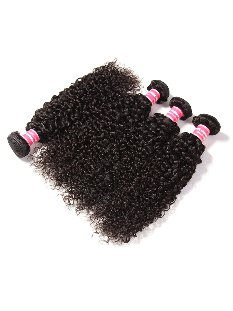 Hair 4pcs Human Jerry Curly Hair With Lace Frontal