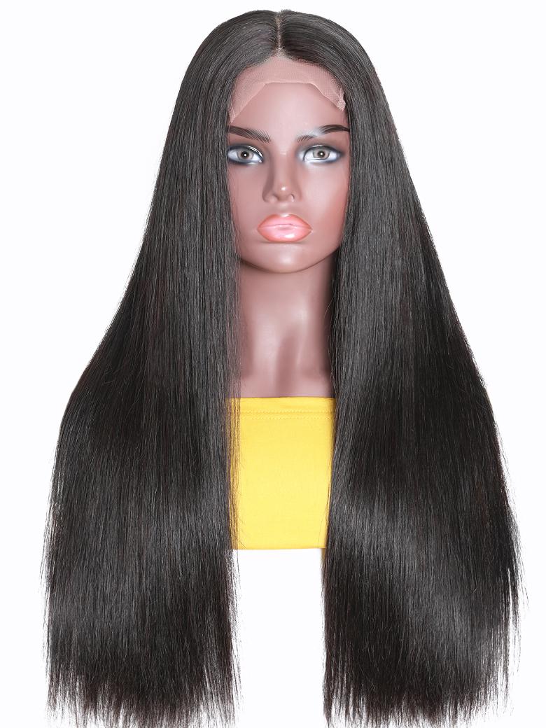 Put On And Go Pre Cut Lace 6x4.5 / 5x5 Transparent Lace Straight Black Quick & Easy Glueless Air Wig
