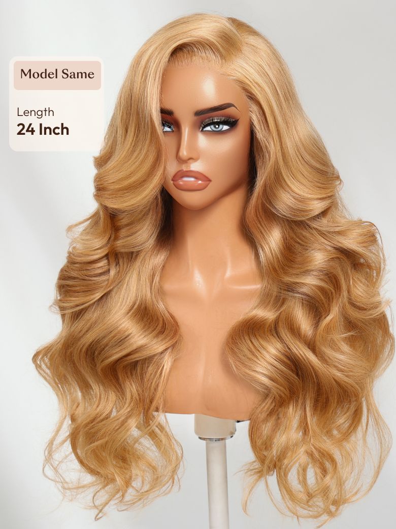 Bye-Bye Knots Wig Pre-Cut 7x5 Glueless Lace & 13x4 Pre Everything Honey Blonde Body Wave Wig With Bleached Clean Knots