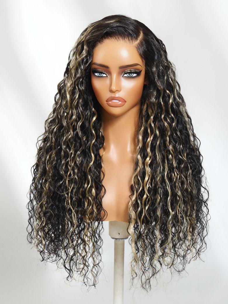 13x4 Pre-Everything? Lace Frontal Chestnut Brown Water Wave Glueless Drawstring Wig