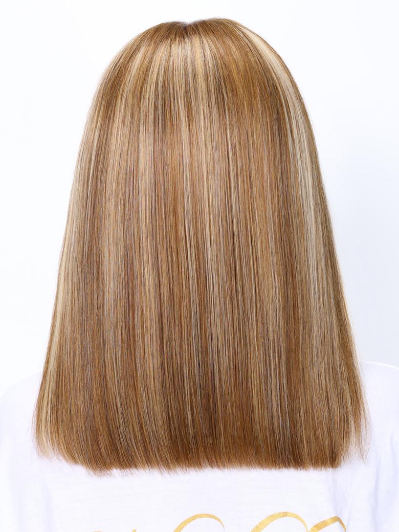 6x4.5 Pre Cut Lace Glueless Bob Wig Honey Blonde Highlights 150% Density