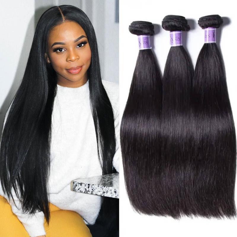 3pcs/pack Malaysian Straight Virgin Human Hair Weaves Kysiss Series
