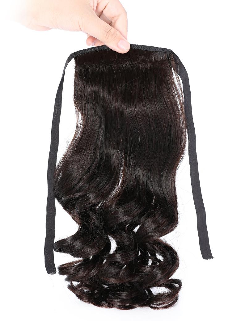 Machine-Made Natural Black Loose Wave Clip-In Ponytail Extension