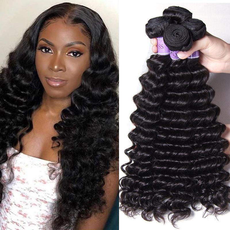 Unprocessed Indian Deep Wave Virgn Hair 4 Pcs/pack Products Kysiss Series