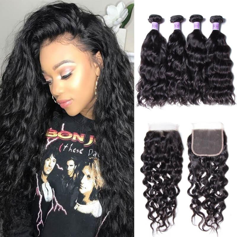 Peruvian Wholesale 4 Bundles Natural Wave Virgin Hair With Closure Kysiss Series