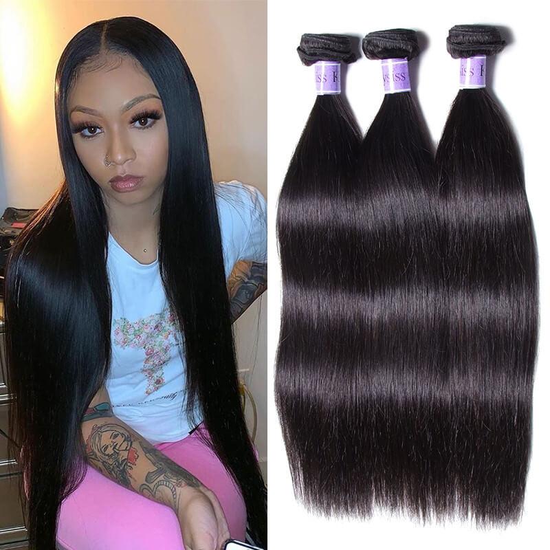 Peruvian Straight Hair Weft 3 Bundles Virgin+ Hair Kysiss Series