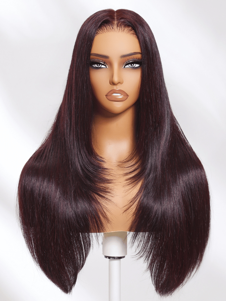 13x4 Pre-Everything? Lace Frontal Wig Black Cherry Layered Straight Wig