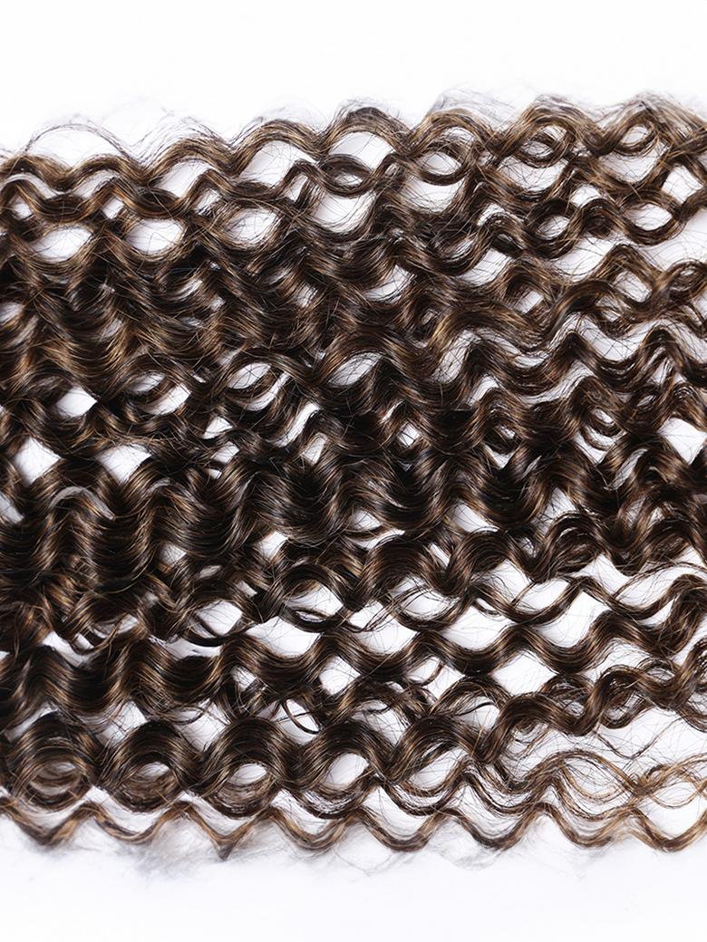 #FB30 Brown Balayage Jerry Curly 4x4 Free Part Lace Closure