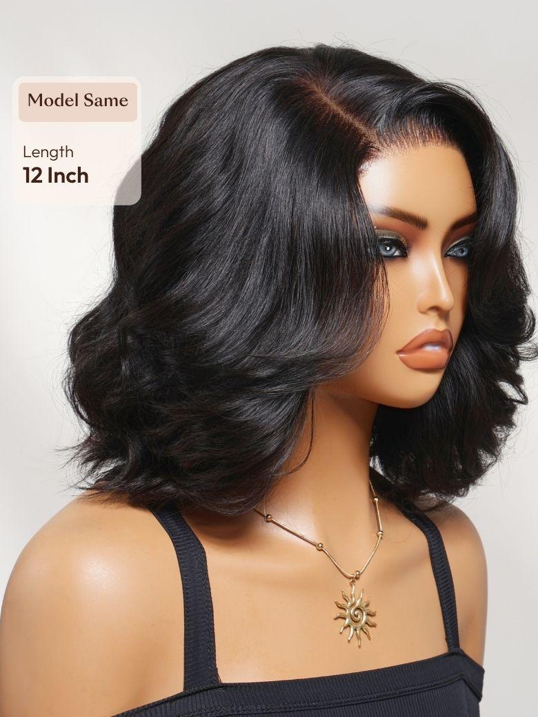 Bye-Bye Slip? 6X4 Glueless Lace "C" Side Part Loose Wavy Bob 220% High Density Drawstring Wig For Beginners