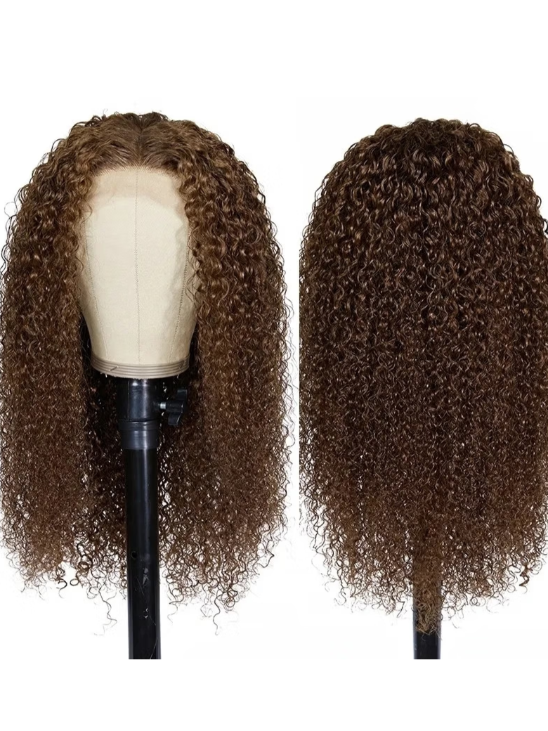 24 Inches Chocolate Brown Hair Color 13x4 Lace Front Wig Curly Hair Pre Plucked Wig