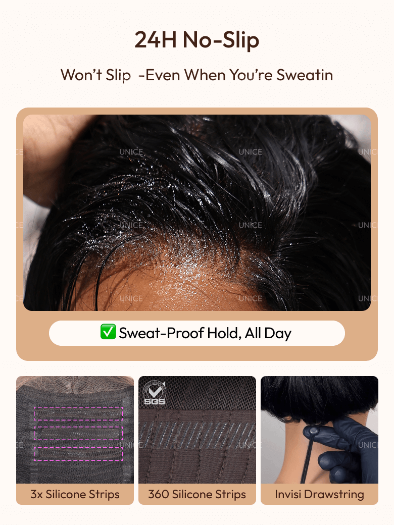 Bye Bye Slip? Wig 7x5 Glueless Lace Black Yaki Straight Wig With Elastic Drawstring 360 Cozy Hug 180% Density