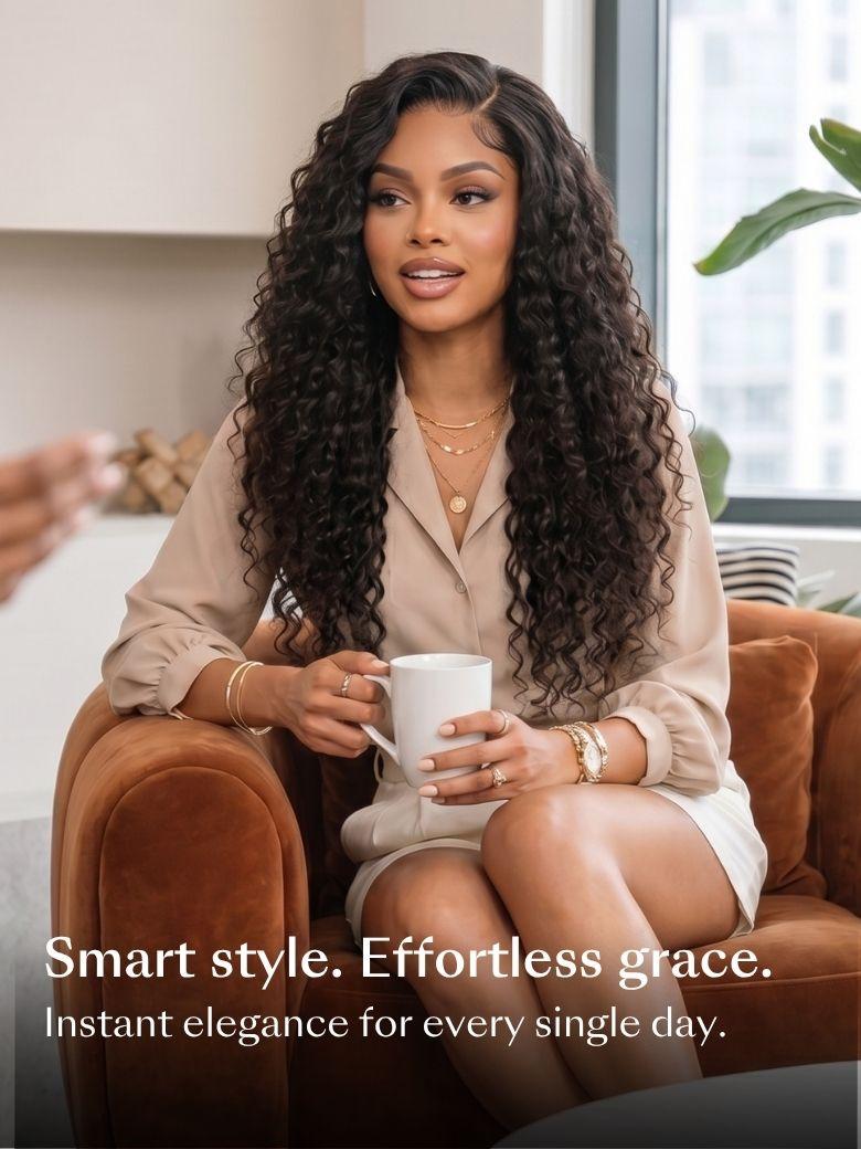 7x5 Bye-Bye Knots™ & 13x4 Pre Everything™ Pre-Cut Lace Front Water Wave Drawstring Wig With Baby Hair