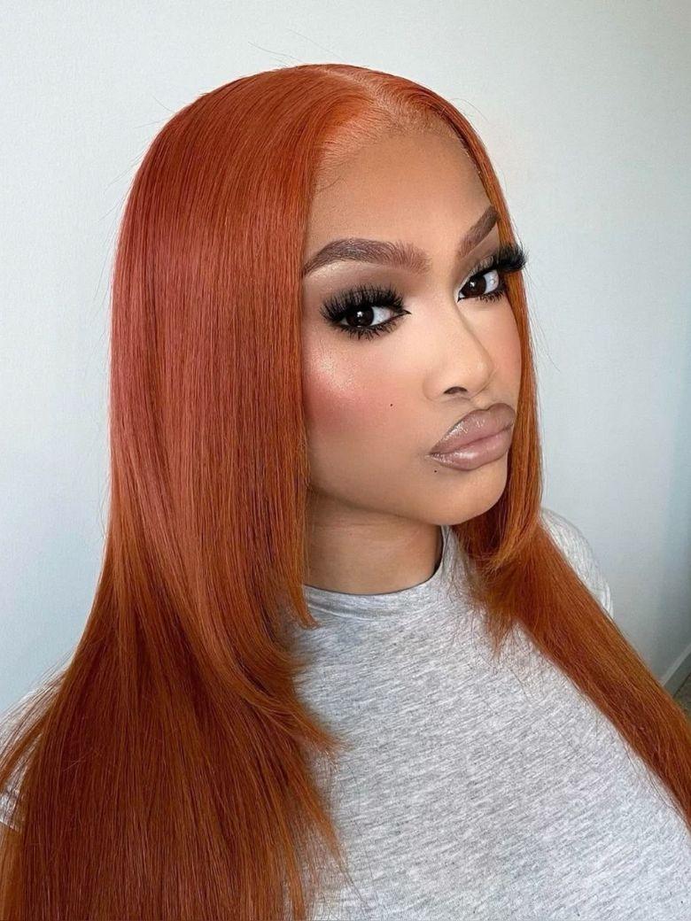 Burnt Orange 13x4 Lace Front Wig With Butterfly Wolf Layered Cut