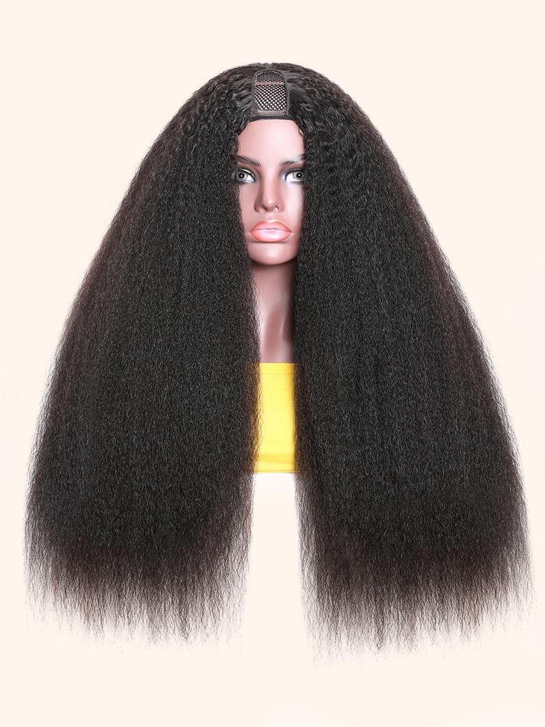 EasyContour V Part Wig Upgrade Glueless V Part Kinky Straight Human Hair Wig