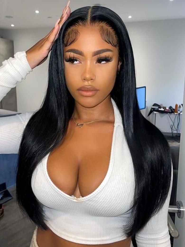 Straight Middle Part Breathable Lace Wigs Pre Plucked Natural Hairline adjustable Perfectly fit belt Long Wig