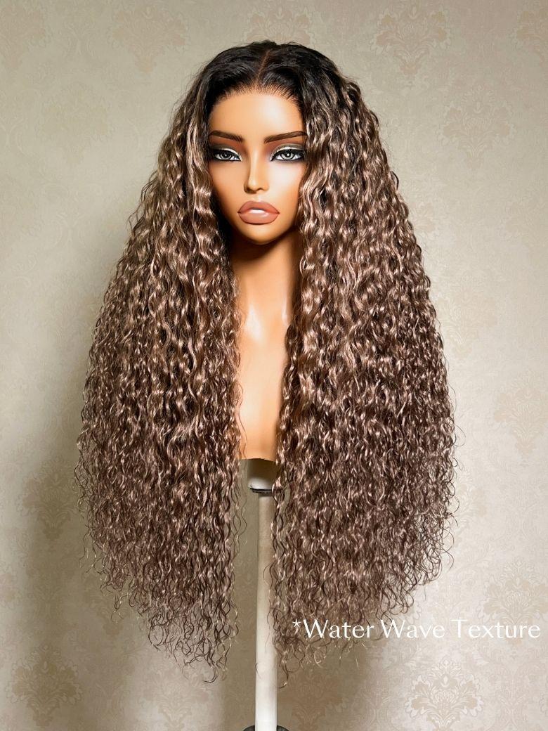 7x5 Bye Bye Slip? Lace Dark Brown to Golden Caramel Ombre Curly Glueless Wig with Invisi Drawstring