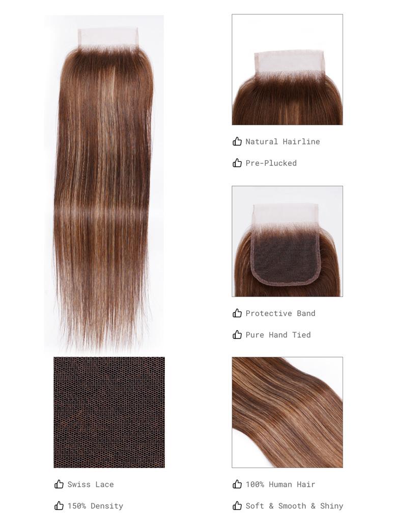 Honey Blonde Piano Highlighted Straight 4Pcs Bundles With Closure
