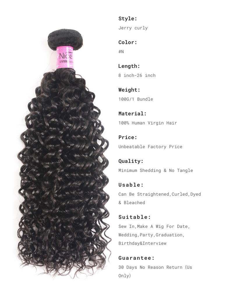 Jerry Curly Hair 4 Bundles with Upgrade T Part Closure Middle Part Virgin Hair for Women