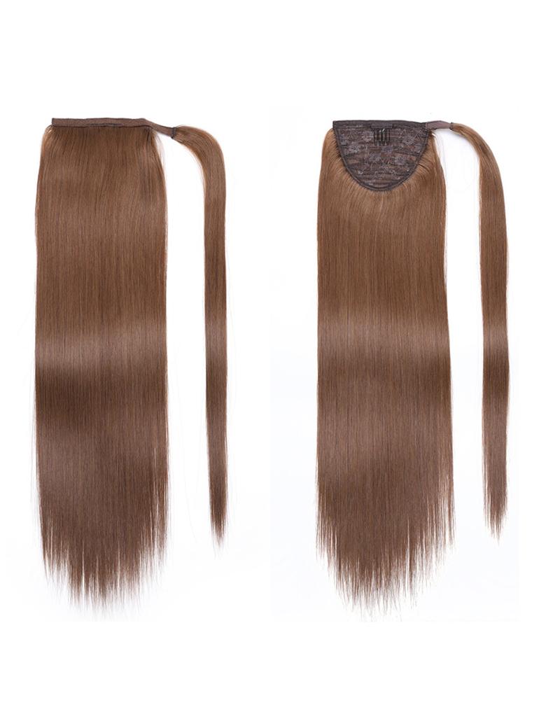 Clip In Ponytail Extension Chocolate Brown Straight Human Hair