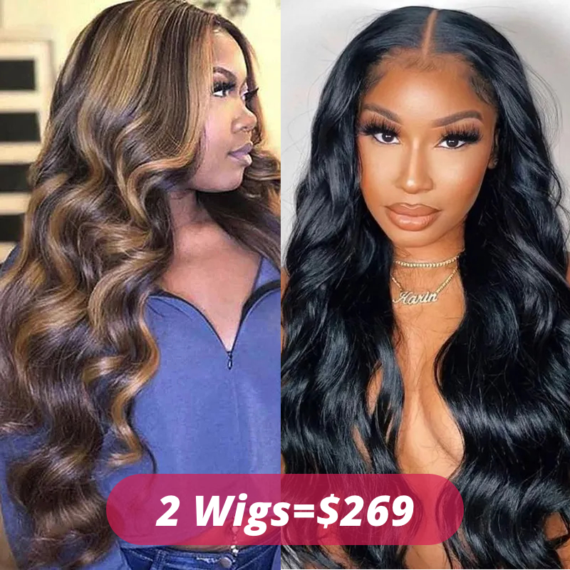 18" Body Wave Natural Wig With 20" #FB30 Body Wave Wig