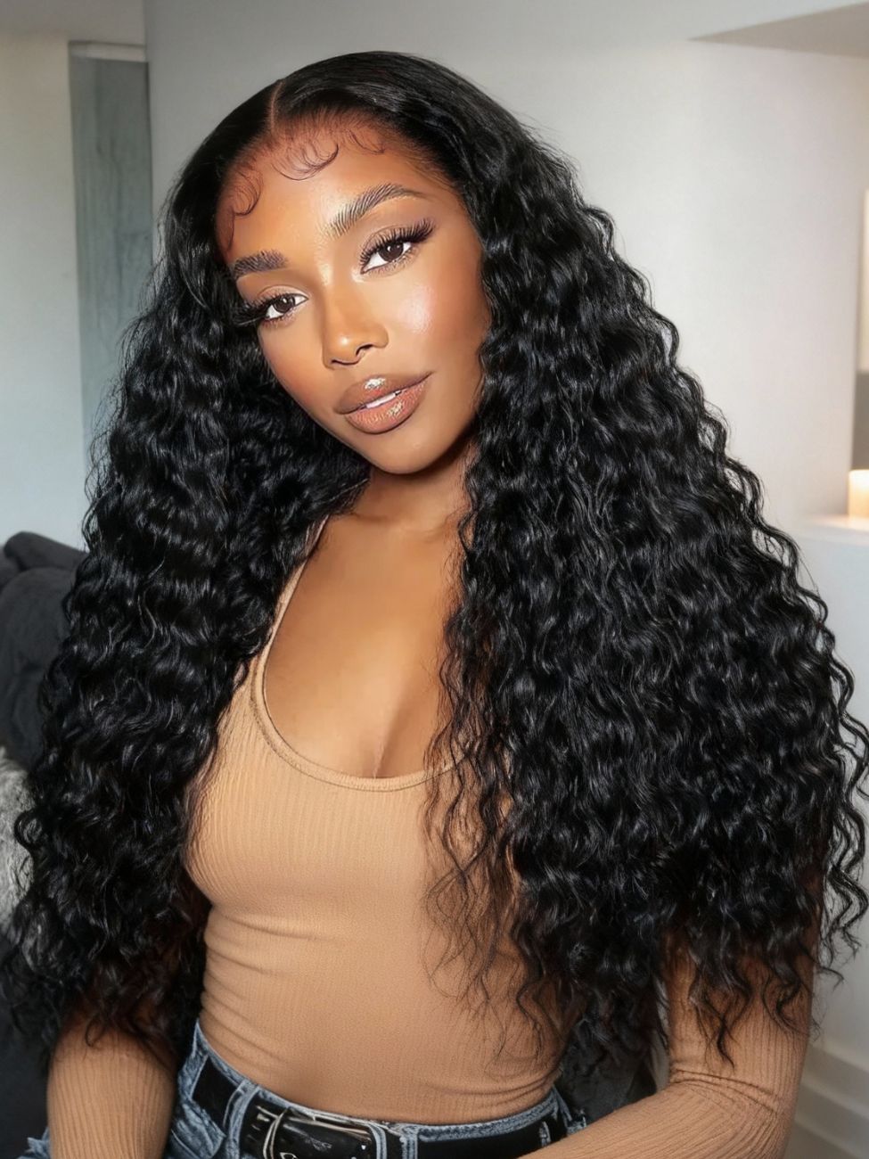 100% Human Hair Baby Hair Around Bye-Bye Knots? 7x5 Lace Water Wave Drawstring Wig